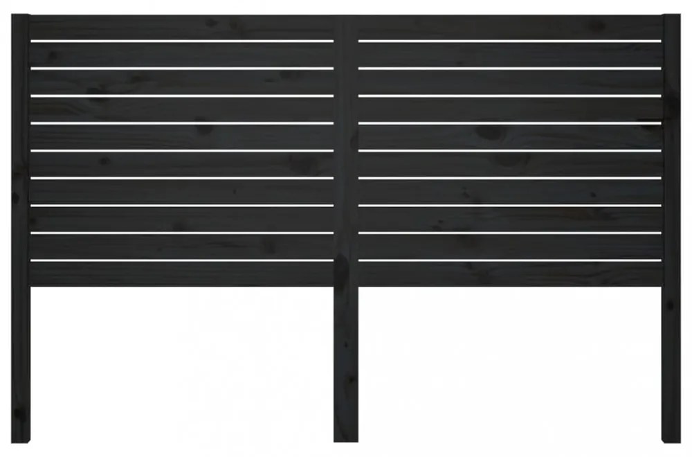 fekete tömör fenyőfa ágyfejtámla 141x4x100 cm