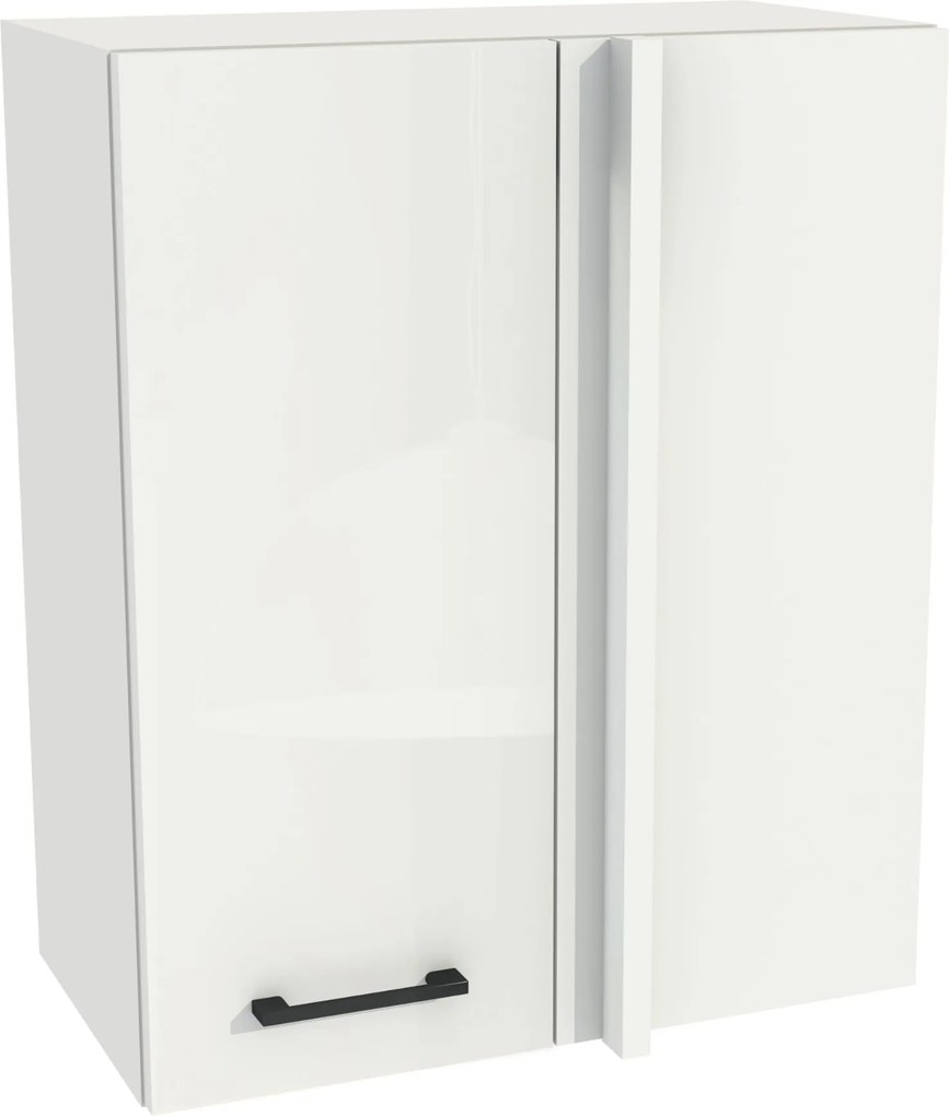 Konyhaszekrény felső sarok 65/72 Capri Fehér front Fehér akril fényes