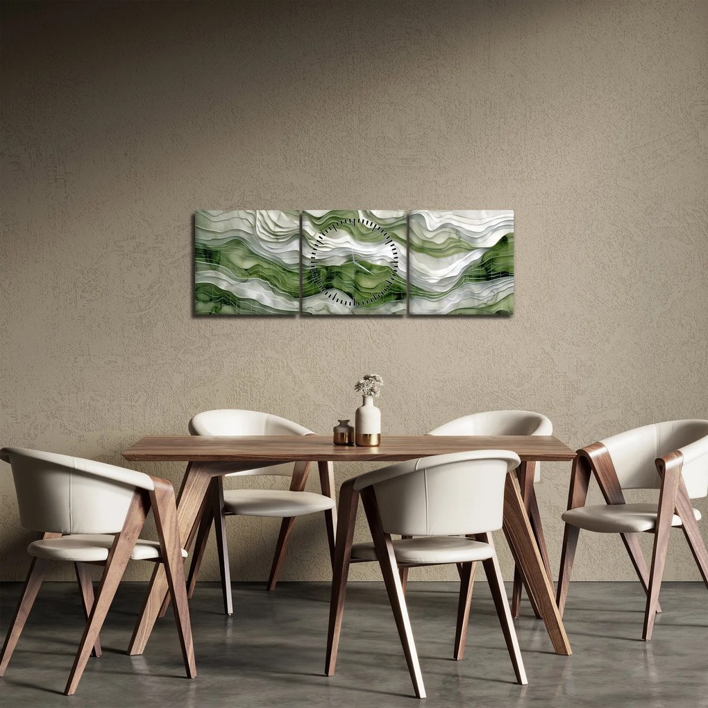 Kép - Zöld és fehér fodrok (órával) (90x30 cm)