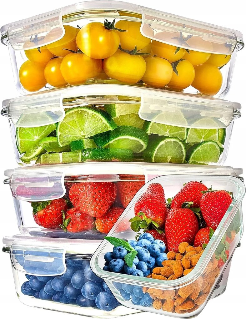 Prep Naturals 5 db-os üveg ételtároló doboz szett 1060ml fedéllel