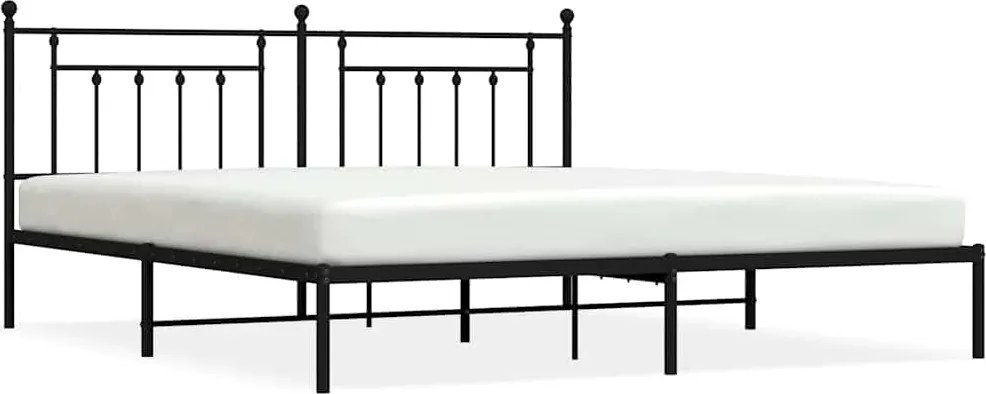 vidaXL fekete fém ágykeret fejtámlával 193 x 203 cm