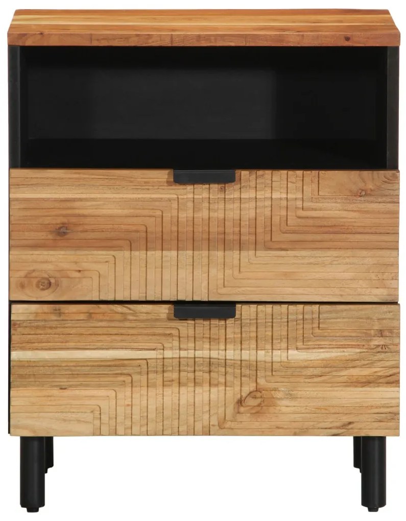 vidaXL Éjjeliszekrény fiókkal Barna 50 x 33 x 62 cm Tömör akácfa