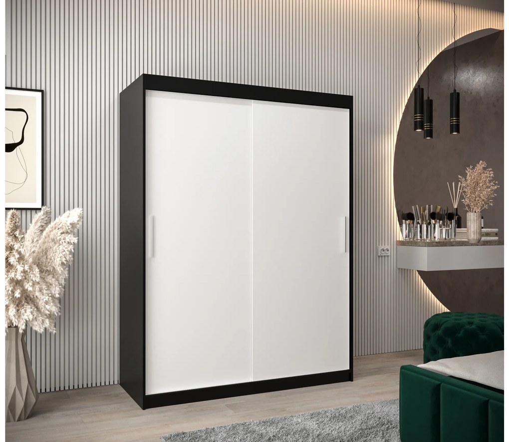 Ruhásszekrény 150 cm Toki (matt fekete + matt fehér). 1064821