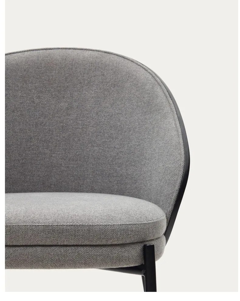 Fekete-szürke kárpitozott étkezőfotel Eamy – Kave Home