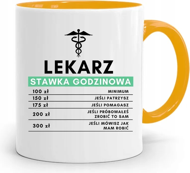 Sárga Bögre Orvosnak Óradíj Nyomtatott Fényképpel