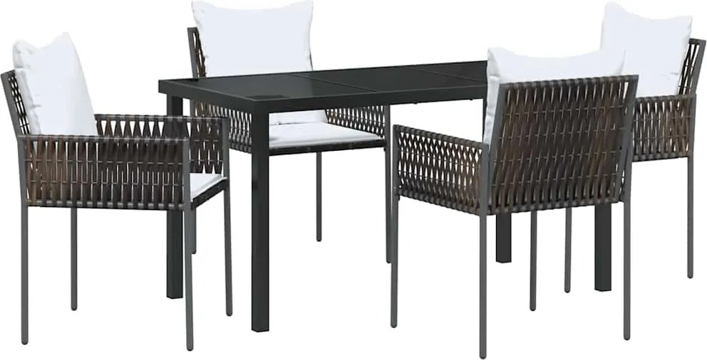 vidaXL Kert étkező szett 5 pcs Barna és fekete PE Rattan
