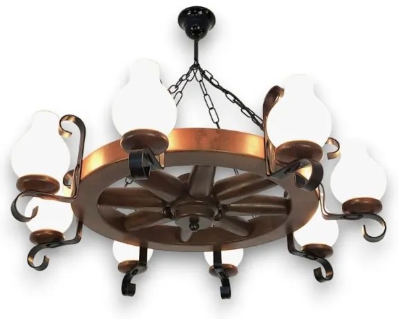 Brilagi - Láncra szerelt ROATA csillár 8xE14/40W/230V, átmérő 70 cm, bükk/dió