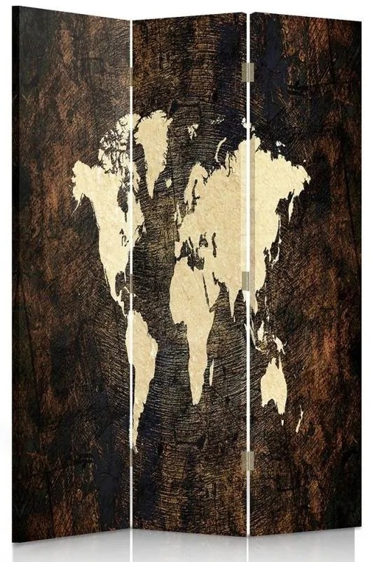 Gario Paraván Világtérkép sötét táblákon Méret: 145 x 170 cm, Kivitelezés: Klasszikus paraván