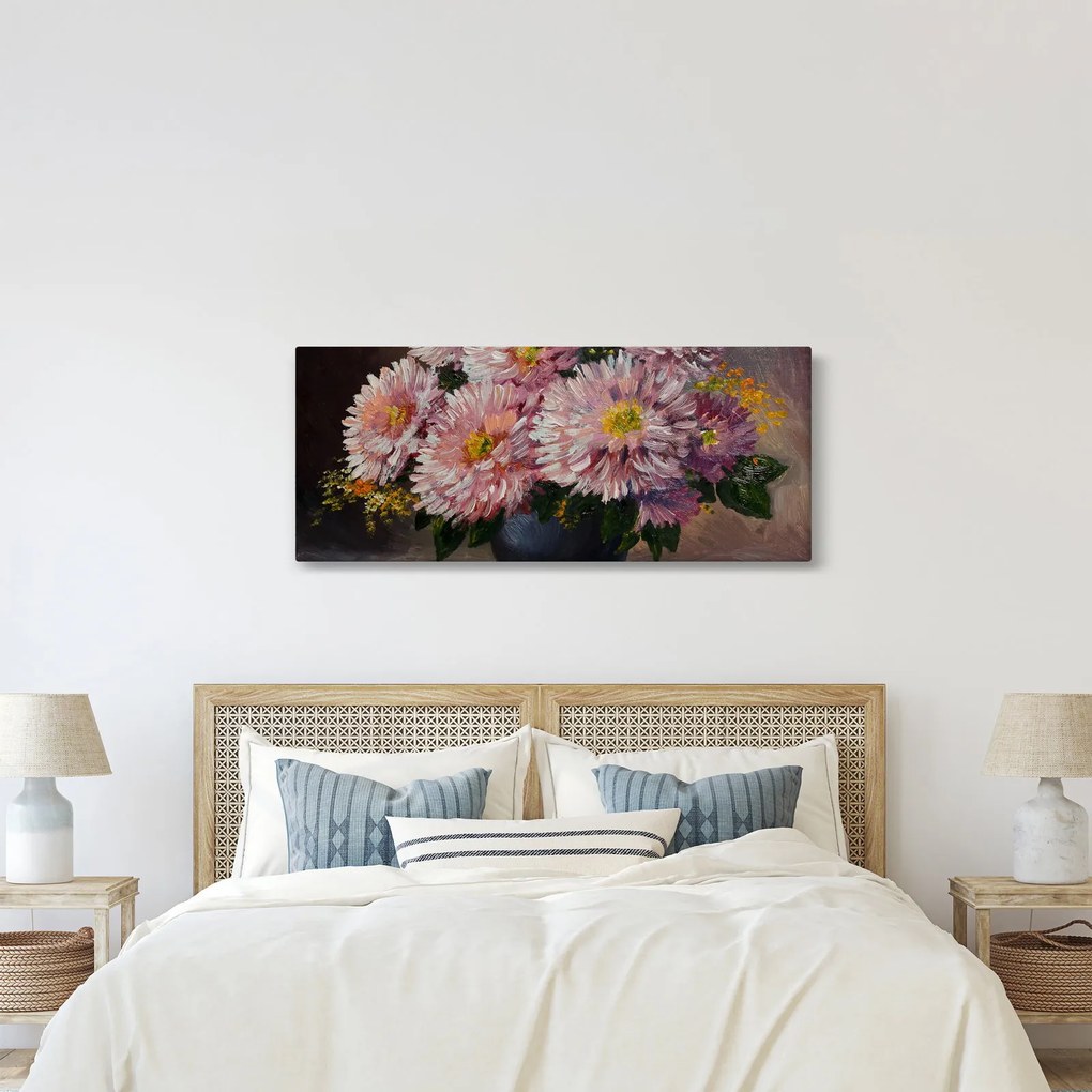 Kép - olajfestmény, virágok a vázában (120x50 cm)