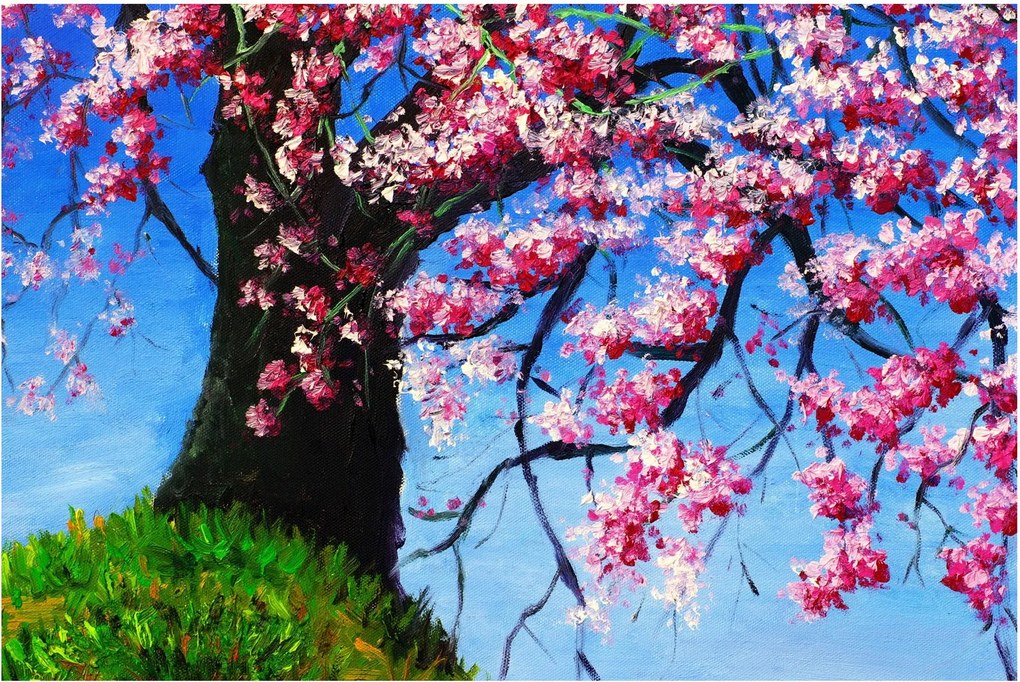 Kép festett cseresznyevirágok (90x60 cm)
