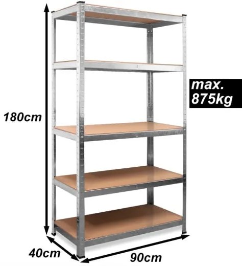 monzana® Polc 170x75x30 cm - ezüst