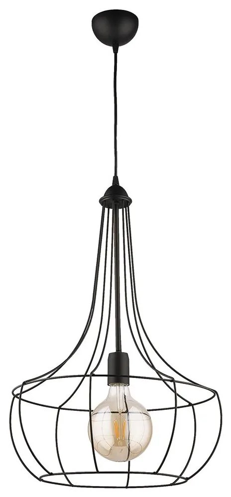 Jupiter 1653 - Csillár zsinóron FOX 1xE27/60W/230V fekete