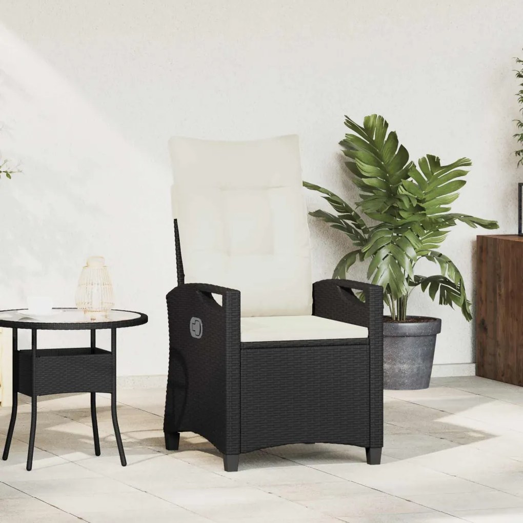 Fekvő Kerti Szék Fekete és Krém 56 x 60 x 112 cm polirattan