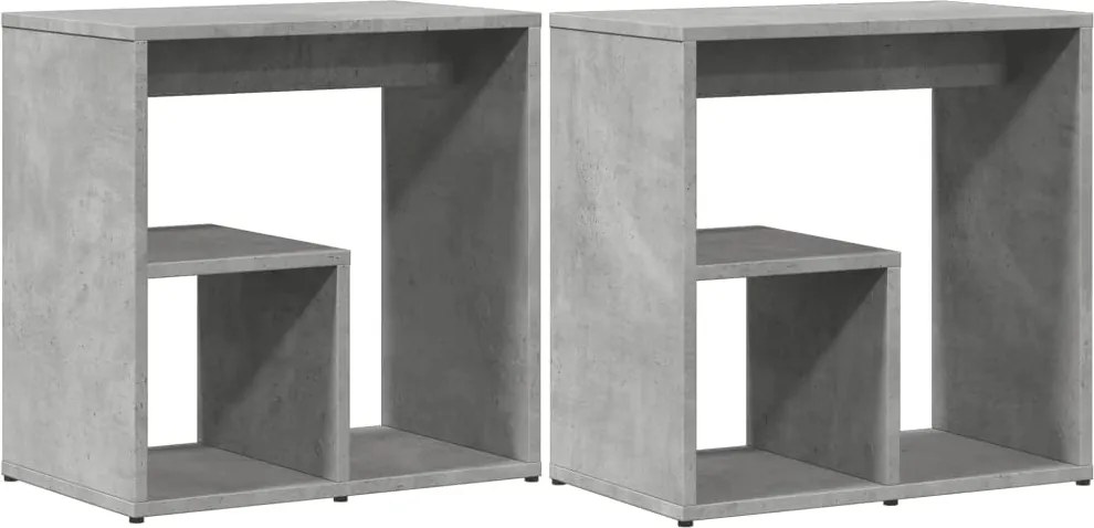 vidaXL 2 db betonszürke szerelt fa kisasztal 50x30x50 cm