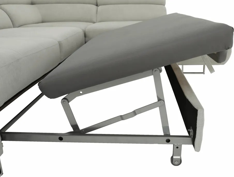 Ülőgarnitúra tárolóhellyel, világosszürke, szövet, jobbos, BUTON R