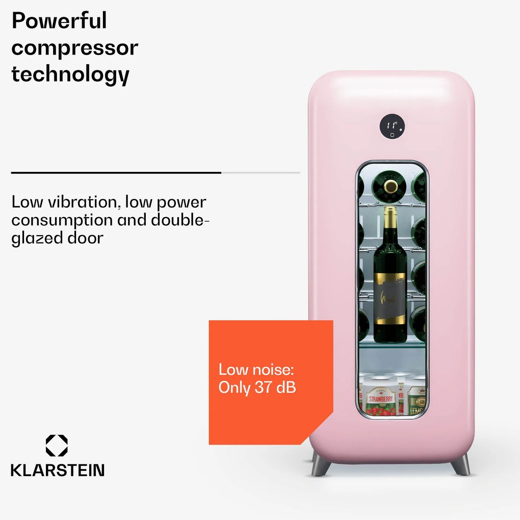 Klarstein Shirley 15 Uno, borhűtő, 15 palack, 5 - 20 °C, érintésvezérlés, retró