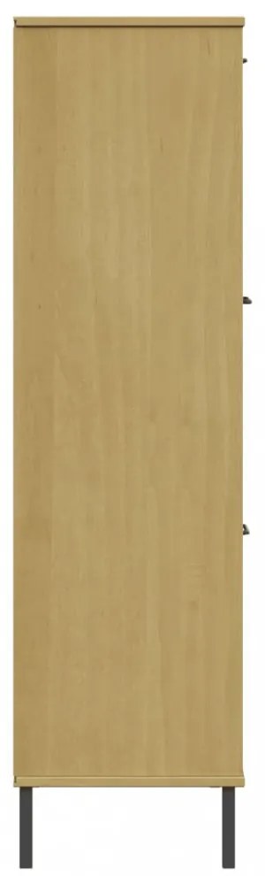 OSLO barna tömör fa könyvszekrény fém lábakkal 90x35x128,5 cm