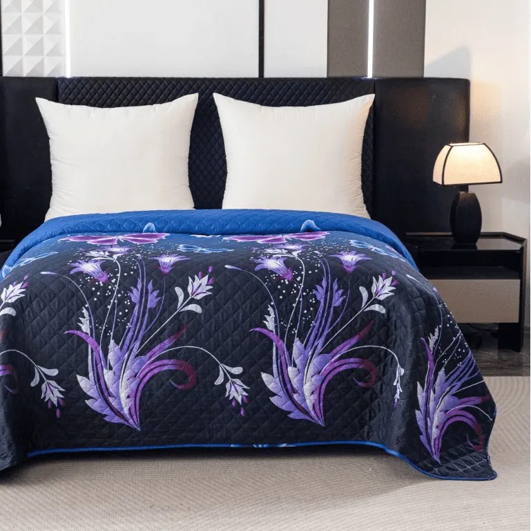 Ágytakaró VIOLET BUTTERFLY, sötétkék Méret: 220 x 240 cm