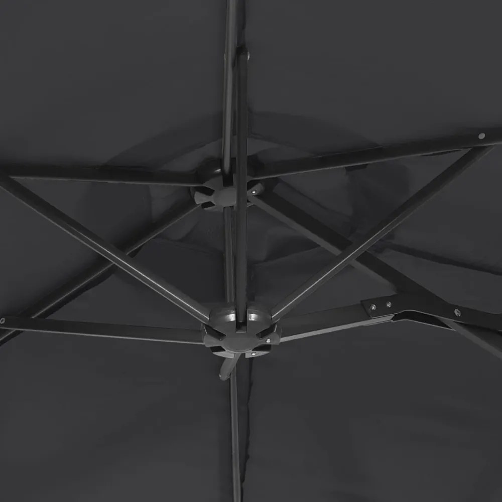 fekete dupla tetős napernyő LED-ekkel 316x240 cm