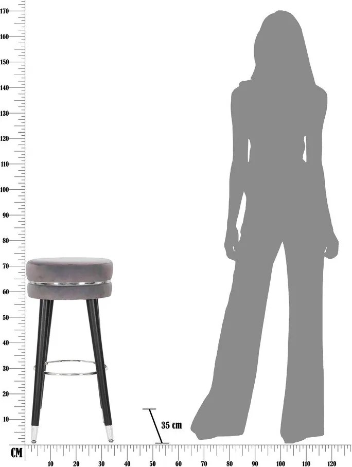 Szürke kárpitozott bárszék (ülésmagasság 74 cm) Paris – Mauro Ferretti