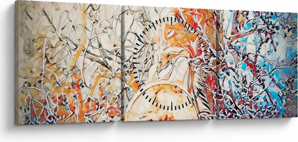 Kép - Mozaik absztrakció (órával) (90x30 cm)