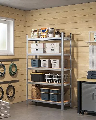 5 szintes polcrendszer, acél polcrendszer tároláshoz, teherbírás 875 kg, 60 x 120 x 200 cm, ezüst