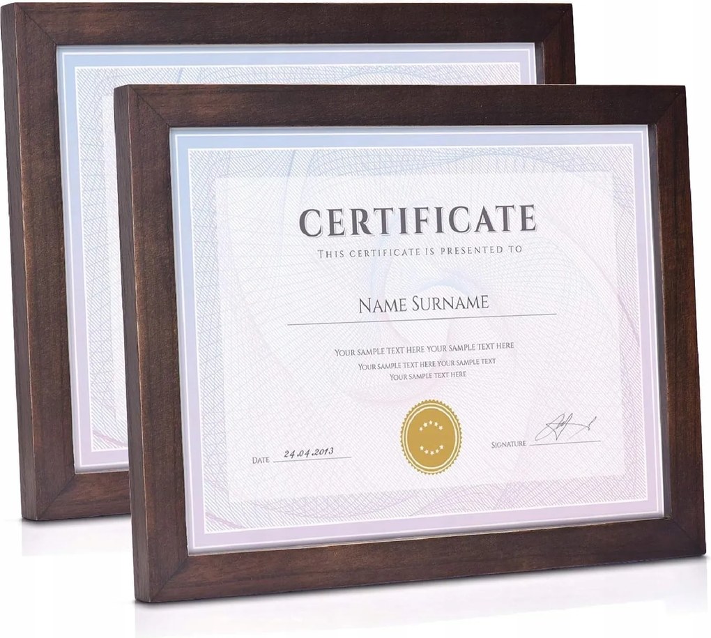 2 db-os képkeret szett A4 21,59x27,94 cm rusztikus fa és üveg hatás