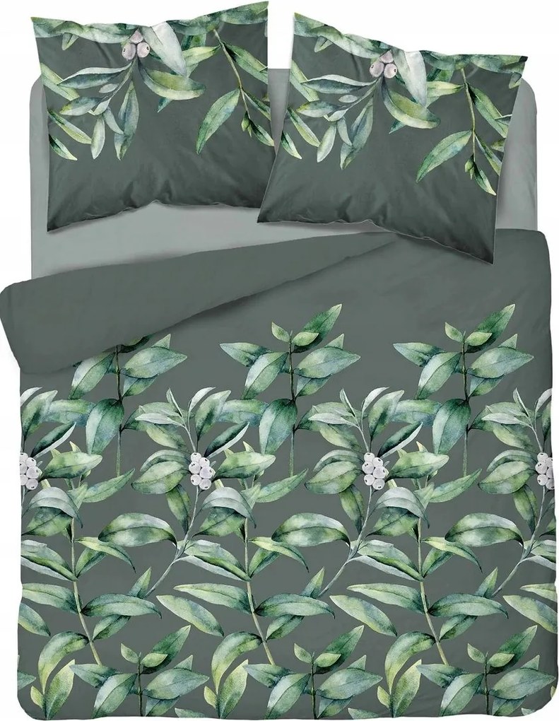 Elegáns Ágyneműhuzat Zöld Levelek Természet Pamut Szatén 200x220