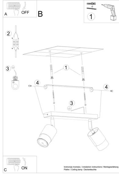 Sollux SL.1070 - Spotlámpa NERO 2xGU10/40W/230V fekete/arany