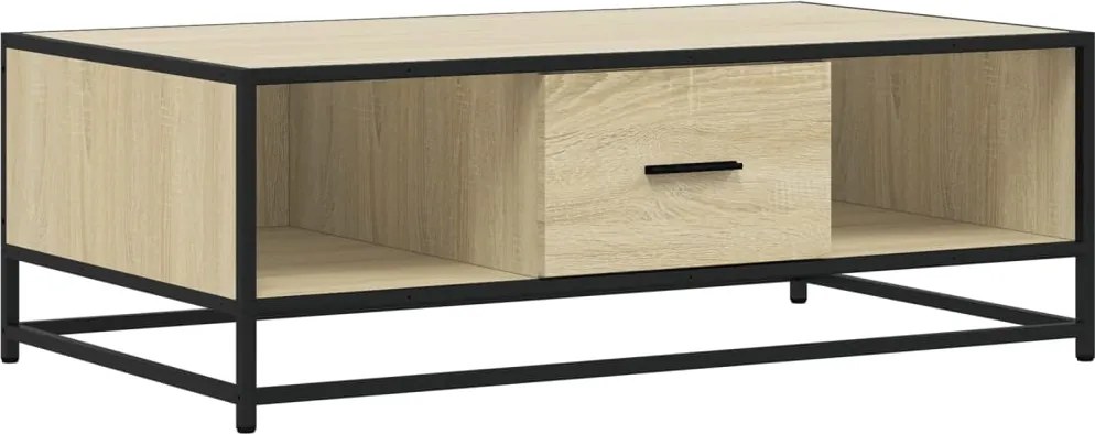 vidaXL sonoma tölgy szerelt fa és fém dohányzóasztal 100 x 57 x 35 cm