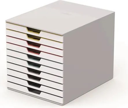 Irattároló, műanyag, 10 fiókos, DURABLE VARICOLOR® 10, fehér (DB763027)