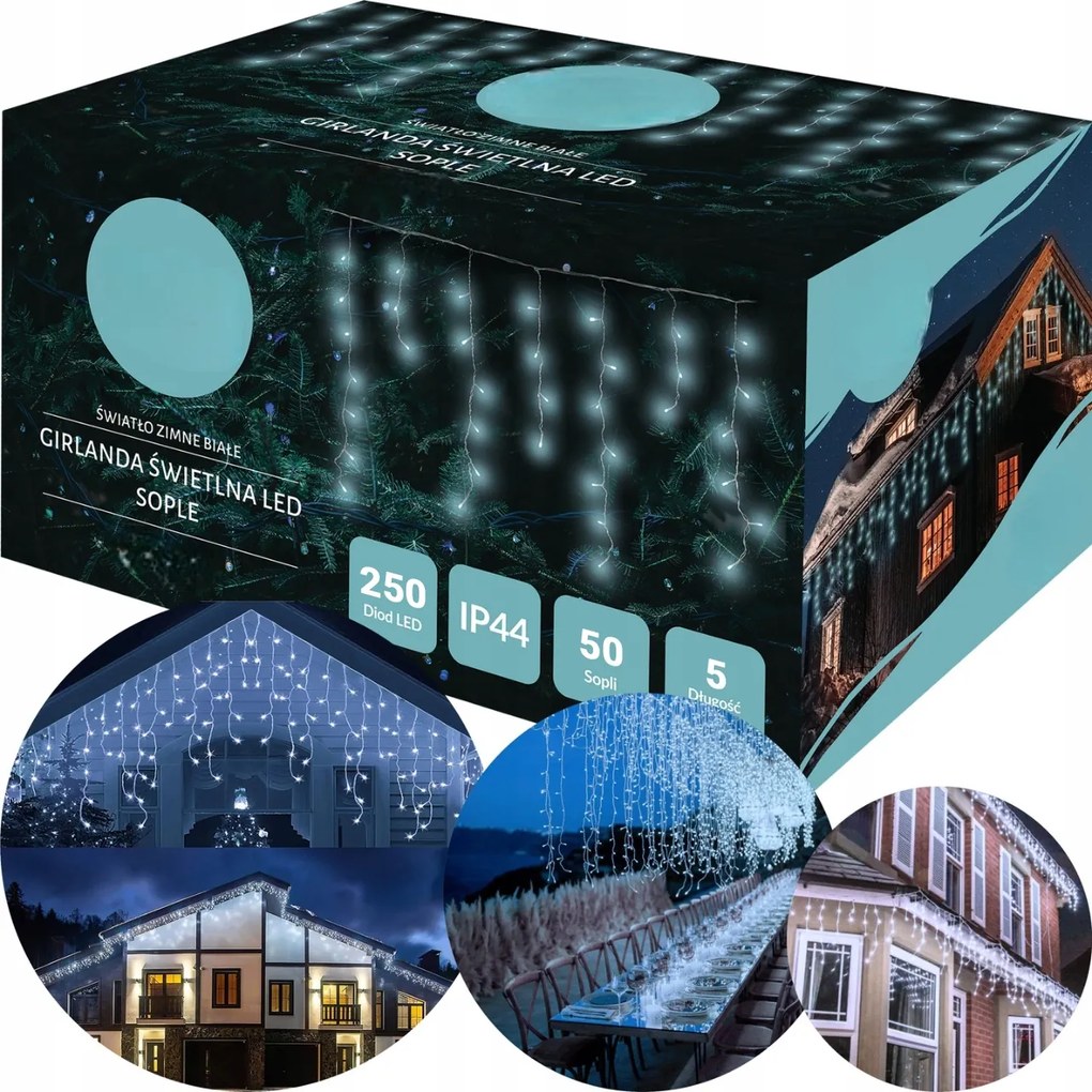 Jégcsap Karácsonyfa Fényfüzér Kültéri Karácsonyi Fényfüzér 250 Led 8M