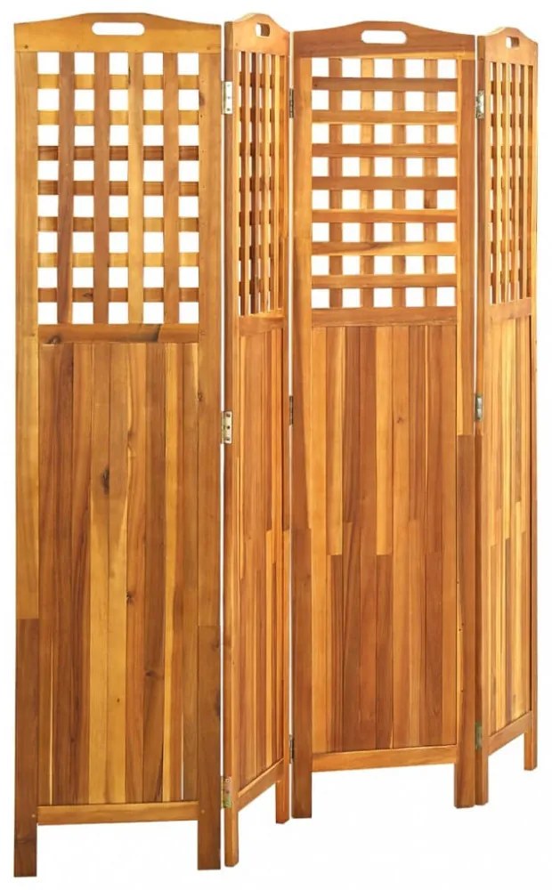 4 paneles tömör akácfa szobaelválasztó 161 x 2 x 170 cm