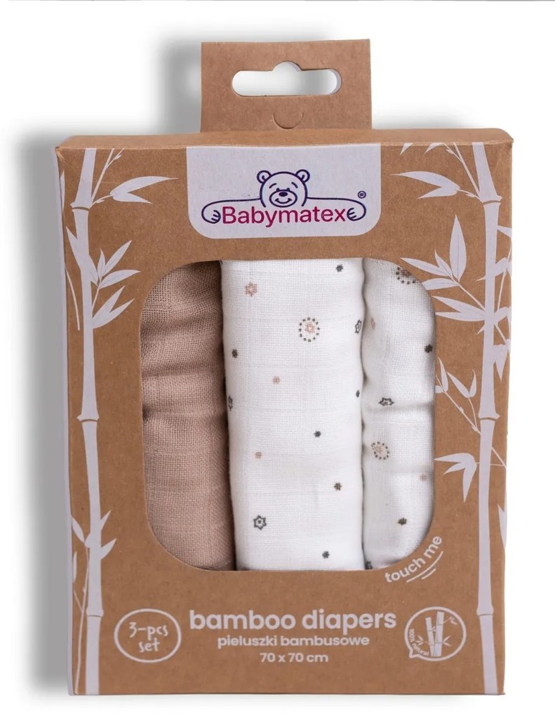 Babymatex Csillagok bambusz pelenkák, 70 x 70 cm, 3 db-os szett