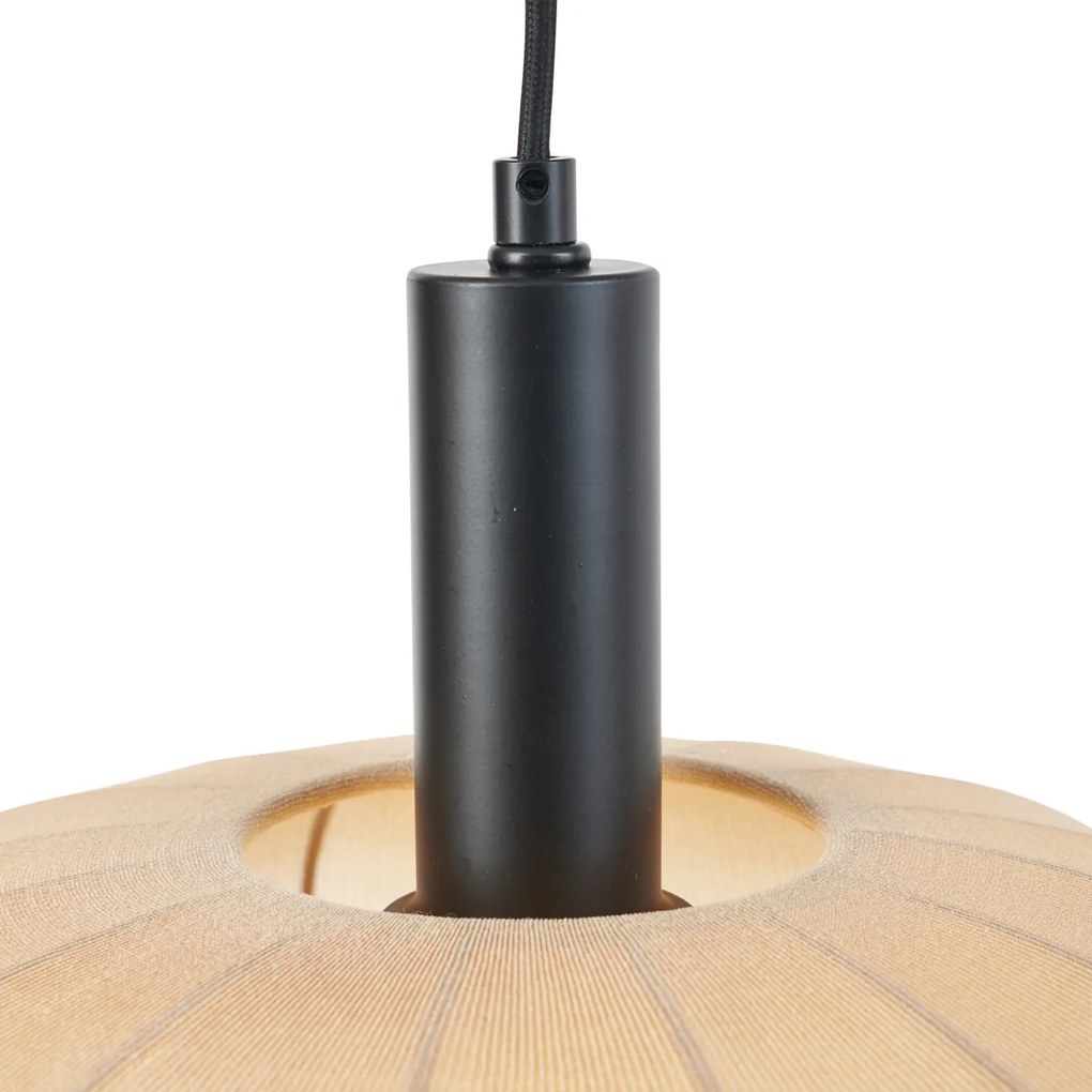 Japandi függőlámpa fekete barna szövetbúrával, 2-lámpás - Bida
