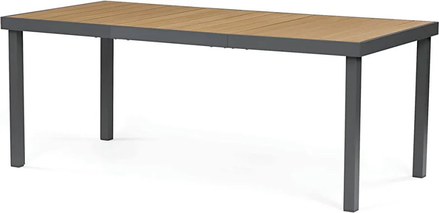 Szürke alumínium-polywood kerti asztal 190x90 cm