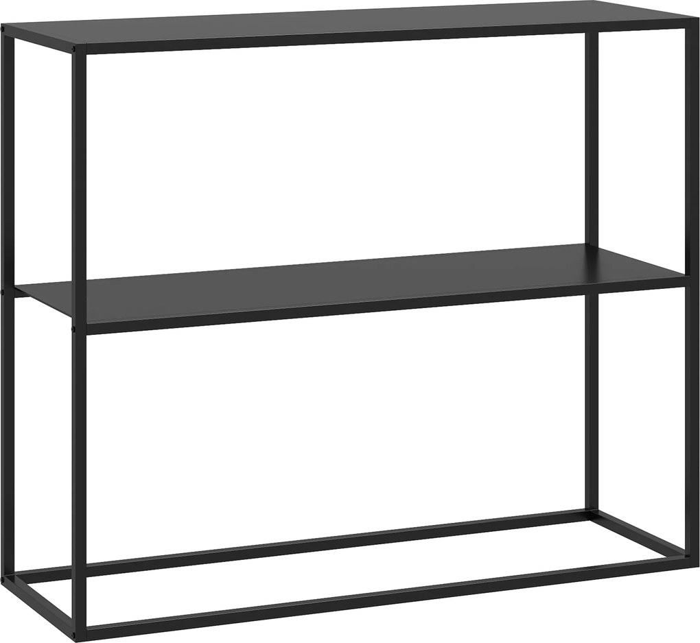 HOMCOM Fésülködő Asztal, Előszoba Asztal 2 Polccal, 90 x 30 x 75 cm, Ipari Stílusú Oldalsó Asztal, Kanapéra, Kicsi Terekhez, Bejárathoz, Előszobához,