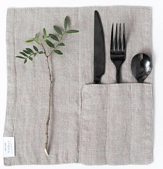 Len evőeszköztartó zseb 2 db-os 23x23 cm Natural – Linen Tales