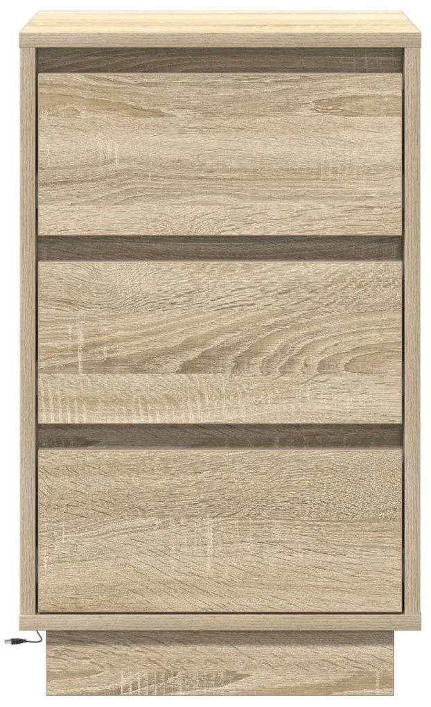 Éjjeli kabinet LED világítással Sonoma tölgy 39x34,5x65 cm Szerelt fa