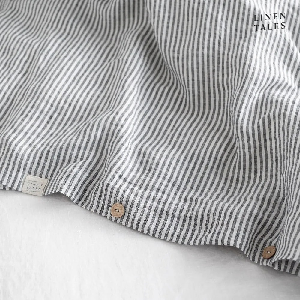 Fekete-fehér kétszemélyes len ágyneműhuzat 200x200 cm – Linen Tales