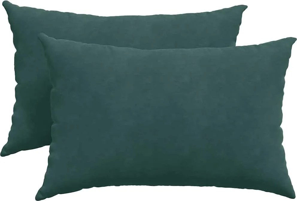 vidaXL Kanapé párnák 2 pcs Sötétzöld 60 x 40 cm Bársonyos szövet