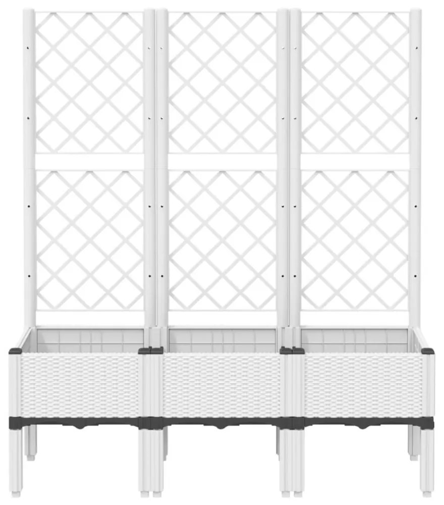 fehér polipropilén rácsos kerti ültetőláda 120 x 40 x 142 cm