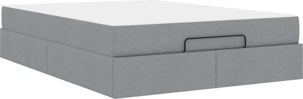vidaXL Ágykeret matraccal matracmal 2 pcs Világosszürke szövet