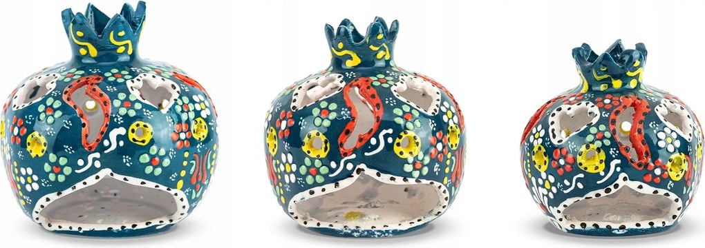 Gyertyatartó Teamécses Melegítő Kézzel Festett 3 Db-os Szett