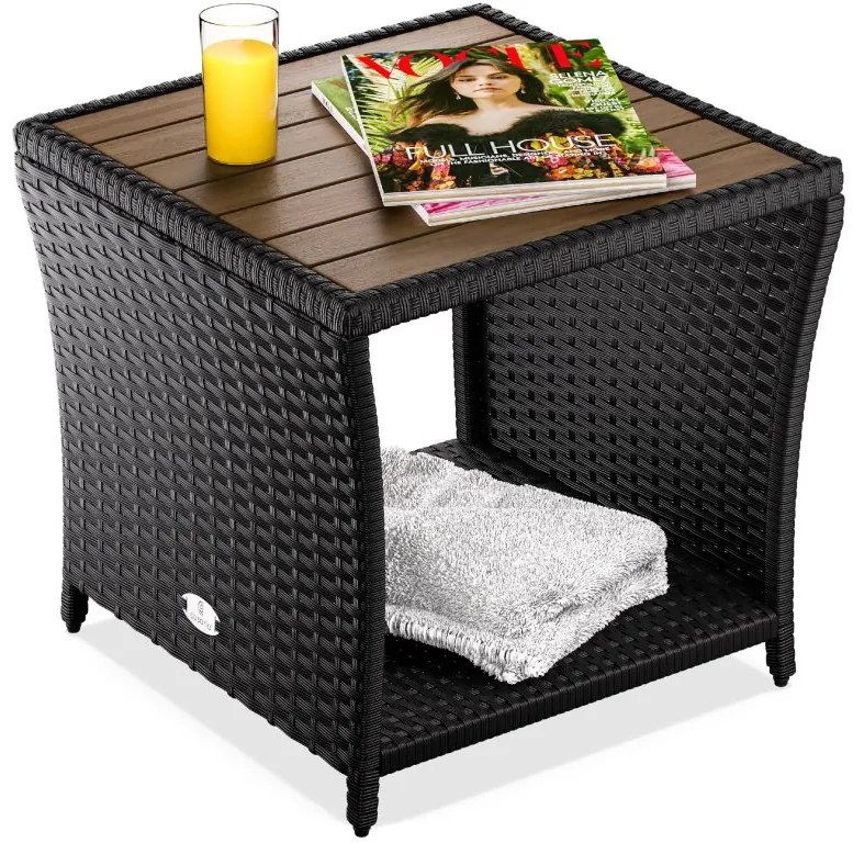 Deuba Rattan asztalka 40x45x45 cm - fekete