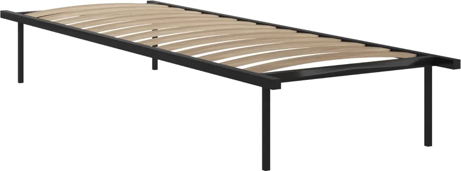 Önálló ágyrács, 90x200, fekete, fém/nyírfa, KENTAK