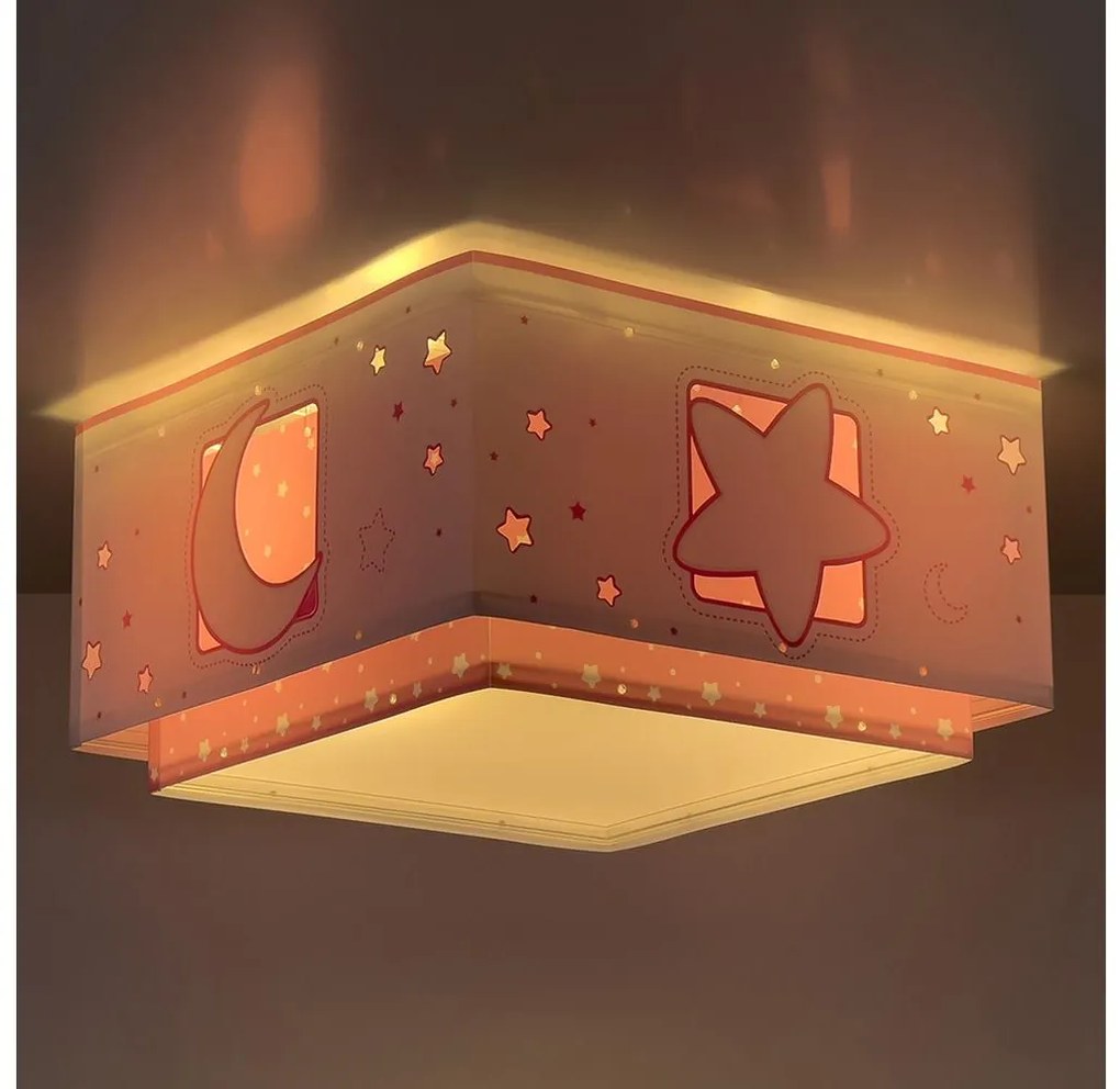 Dalber 63236S - Gyermek mennyezeti lámpa MOONLIGHT 2xE27/60W/230V rózsaszín