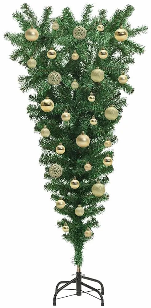 Felfordított Műfenyő Előre Bekapcsolt Karácsonyi Fenyő Gömbökkel Szett