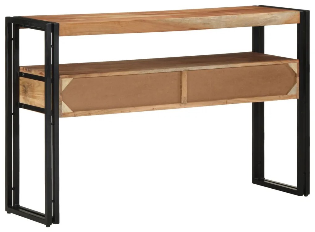 Végasztalok Fekete 120x33x75 cm Tömör akácfa és fém