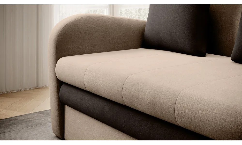 Világosbarna bársony kinyitható kanapé 130 cm Ario – ELTAP